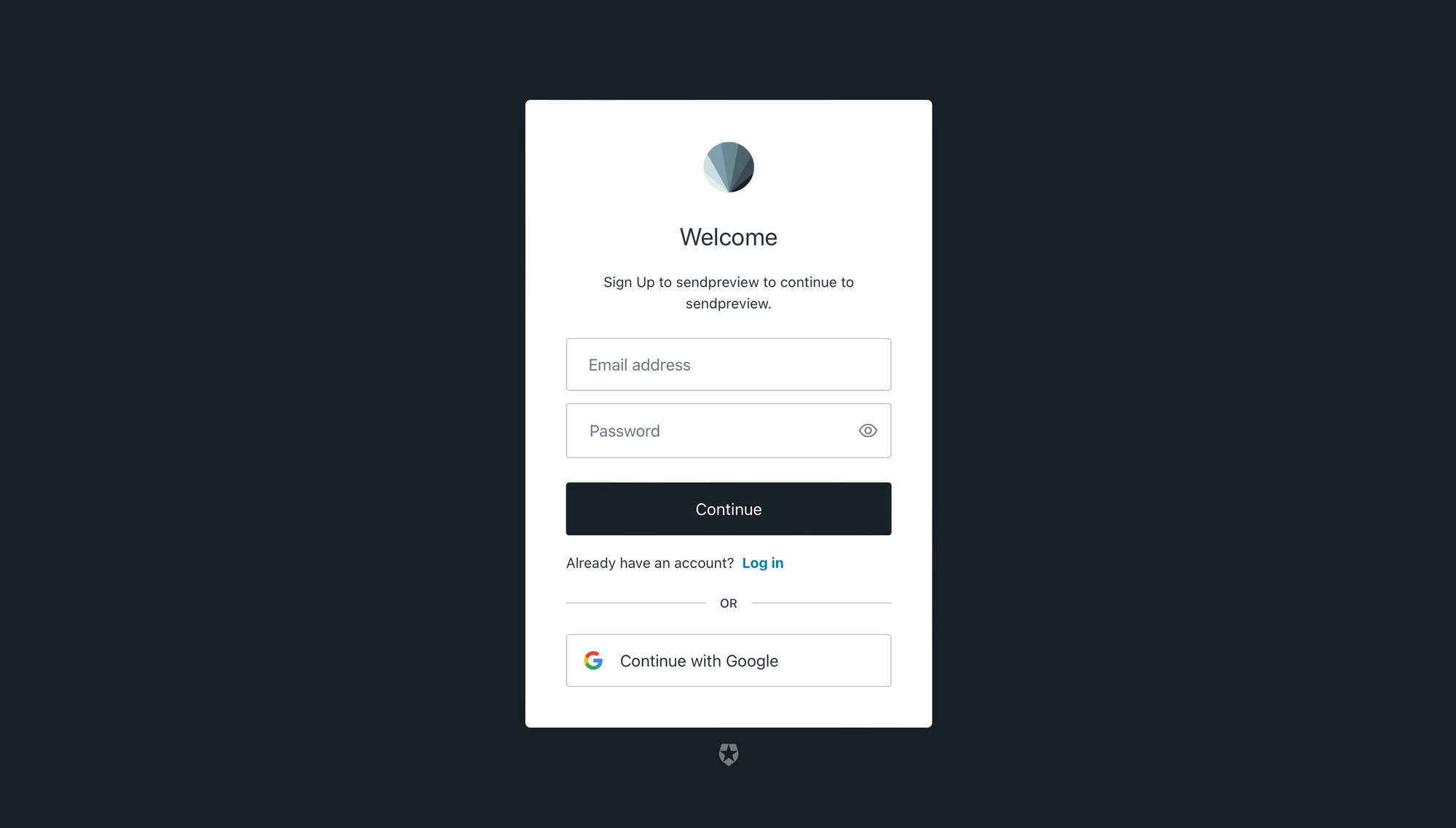 Screenshot of Sendpreview Google sign up